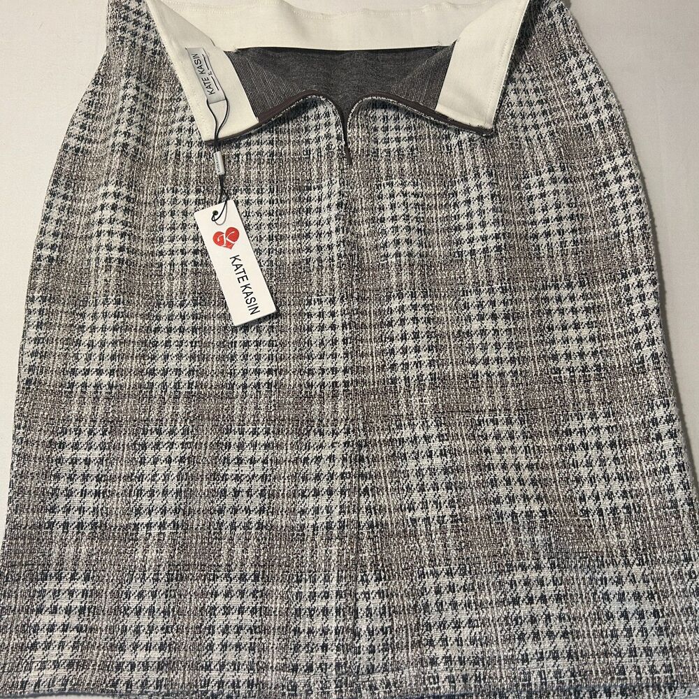 Kate Kasin Women's Brown Beige Plaid Pencil Skirt Size XL NWT